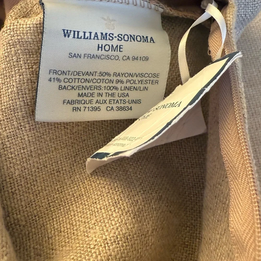 Williams Sonoma Blush and  Beige Linen Lumbar Pillow Covers Set